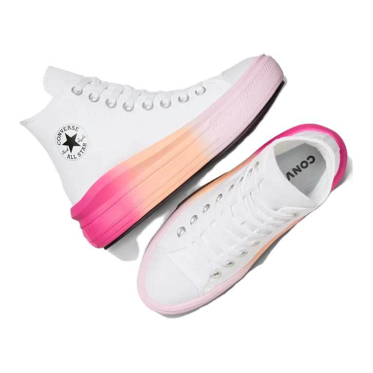 Converse Chuck Taylor All Star Move Platform High GS Bright Ombre Dětské tenisky Bílé Hvězdný prach-Lilac A07372C