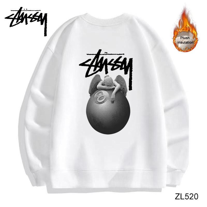 

Stussy осень-зима утепленный высококачественный хлопковый флис серебристой лисы теплый свитер Stussy Angel с 8 шариками и круглым вырезом с принтом