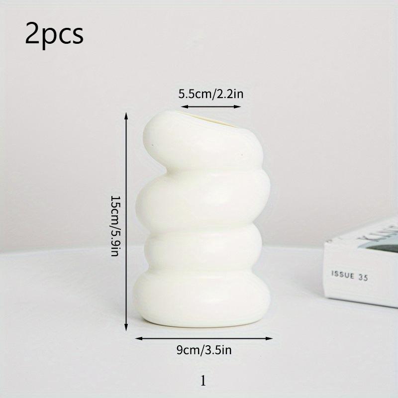 Simple and Fresh White Vase, Creative Flower Arrangement Container, for Kitchen Living Bedroom, Home Simulated Vase Decoration.