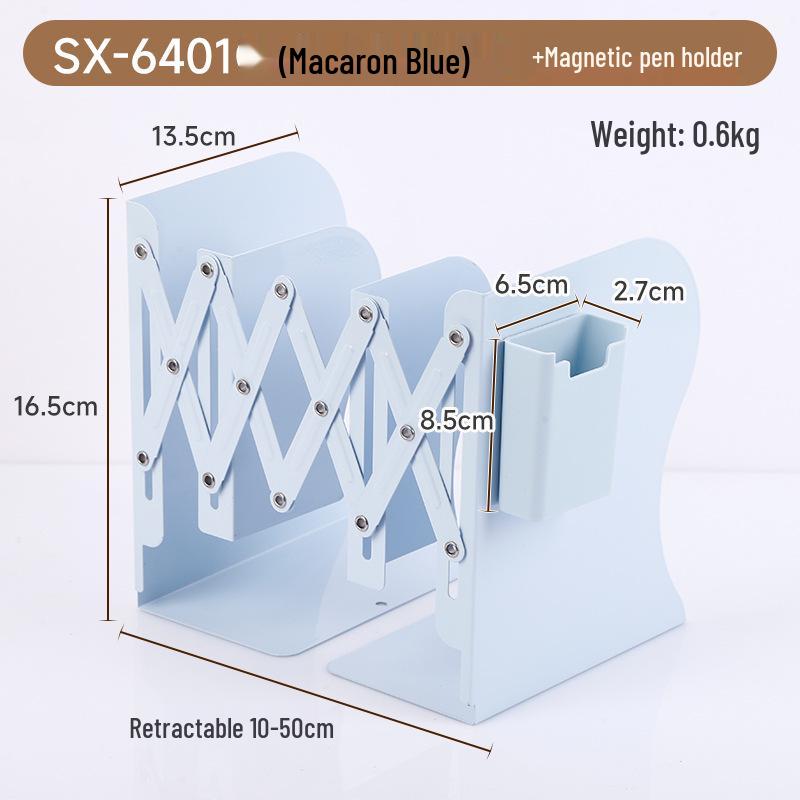 Magnetic Retractable Book Stand with Pen Holder - Desktop Bookcase Divider and Folding Fixer.