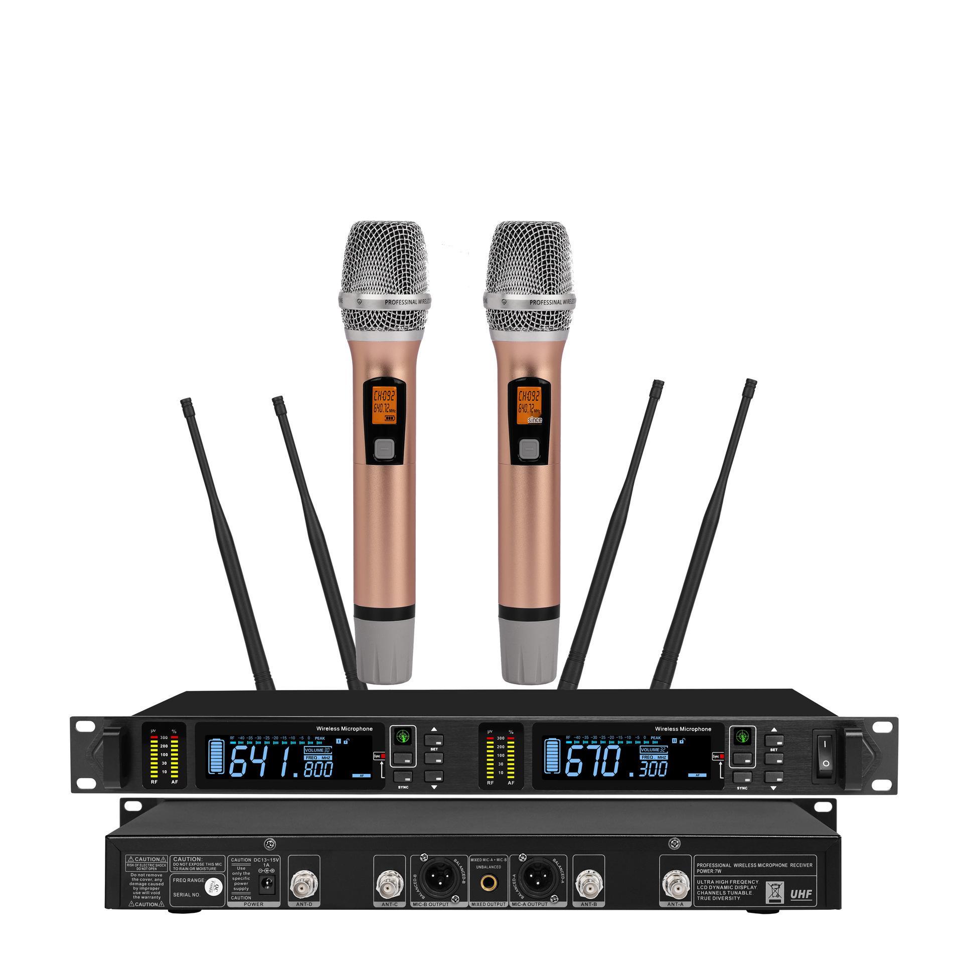 

True Diversity Wireless Microphone System: One-to-Two Configuration, In Stock. P840 True Diversity with Rose Gold Handheld