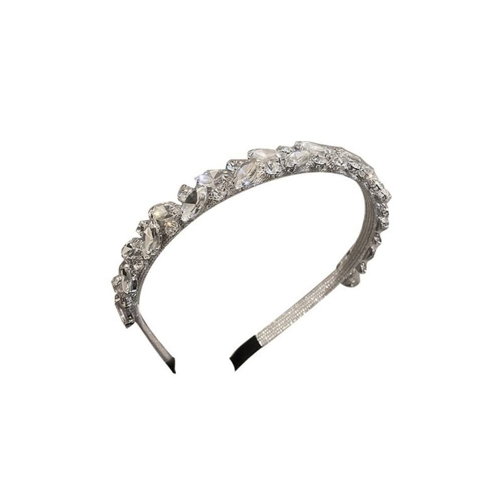 Zinc Zinc Alloy Rhinestone Headband Leaf Women Hair Hoop Temperament Bridal Wide Headband  Girls
