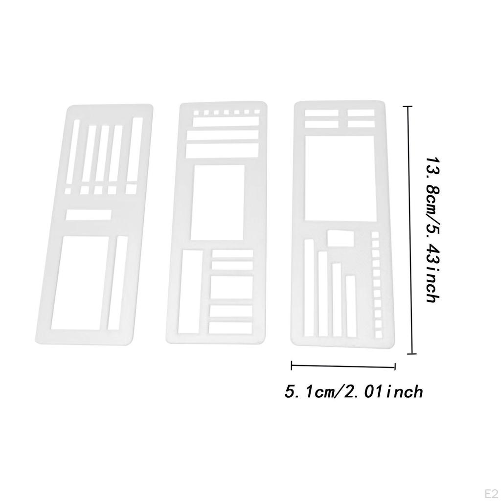 3 Stück Journal Schablonen Handgemachte Planer Stempel Listen Tagebuch Notizbuch Malen Basteln DIY Wiederverwendbar