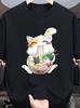 Unisex T-shirt Ramen Cat Anime Kawaii T-Shirt - , Breathable Fabric, Casual T-Shirt with Cute Cat Ramen Bowl De