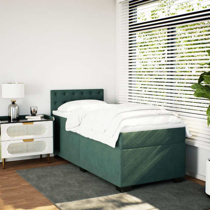 VidaXL Sommier à lattes de lit avec matelas Vert foncé 90x190 cm, lit, lit à plate-forme, lit à panneaux, meuble de chambre 3286189