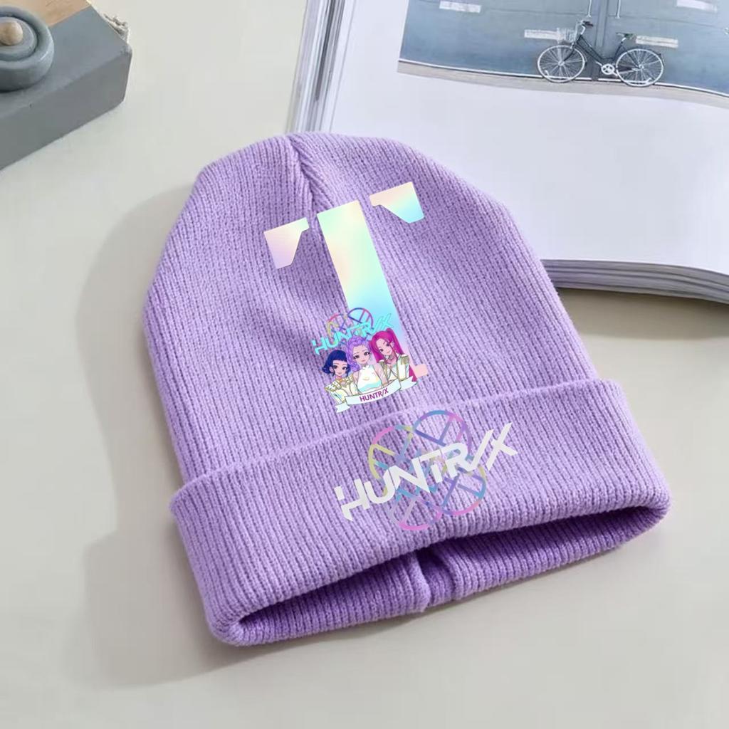 Kpop Dämonenjäger Kinder Strickmütze - A-Z Buchstabe/Anime Cartoon Beanie, Winterwarme Skullies für Kleinkind/Mädchen Geburtstagsgeschenk