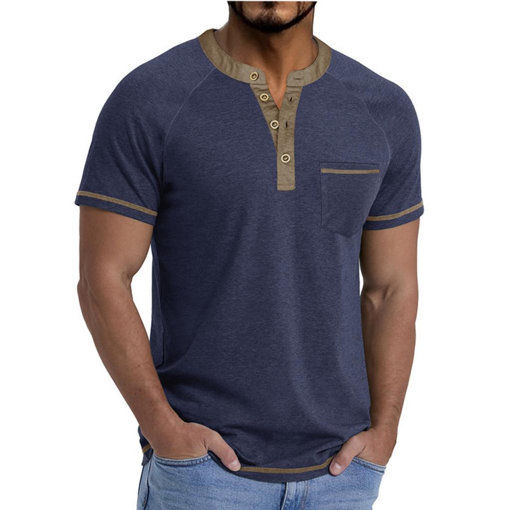 T-shirt da uomo a maniche corte con colletto Top casual con revers