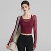 1011 Spring and Summer Yoga Clothing Women's Autumn Sports Top Blouse Skinny Long Sleeve Chest Pad Running Training Fitness Clothing