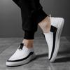 Black White Leather Casual Shoes Men Spring Autumn Slip-On Mens Loafers Soft Italian Flats Men'S Light Moccasins Walking Shoes