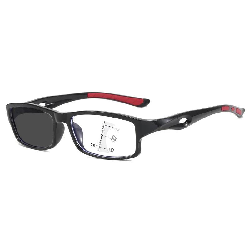 Progressive Multifocal Reading Glasses 3 In 1 Photochromic Outdoor Bifocal Sunglasses TR90 Sports Anti Blue Near Far Eyeglasses