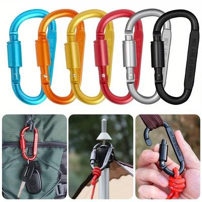 1/4pcs Aluminum Alloy Carabiner Lightweight  D-Ring Hiking Backpack Key Chain Clip Camping Travel Durable Sturdy Locking Buckle