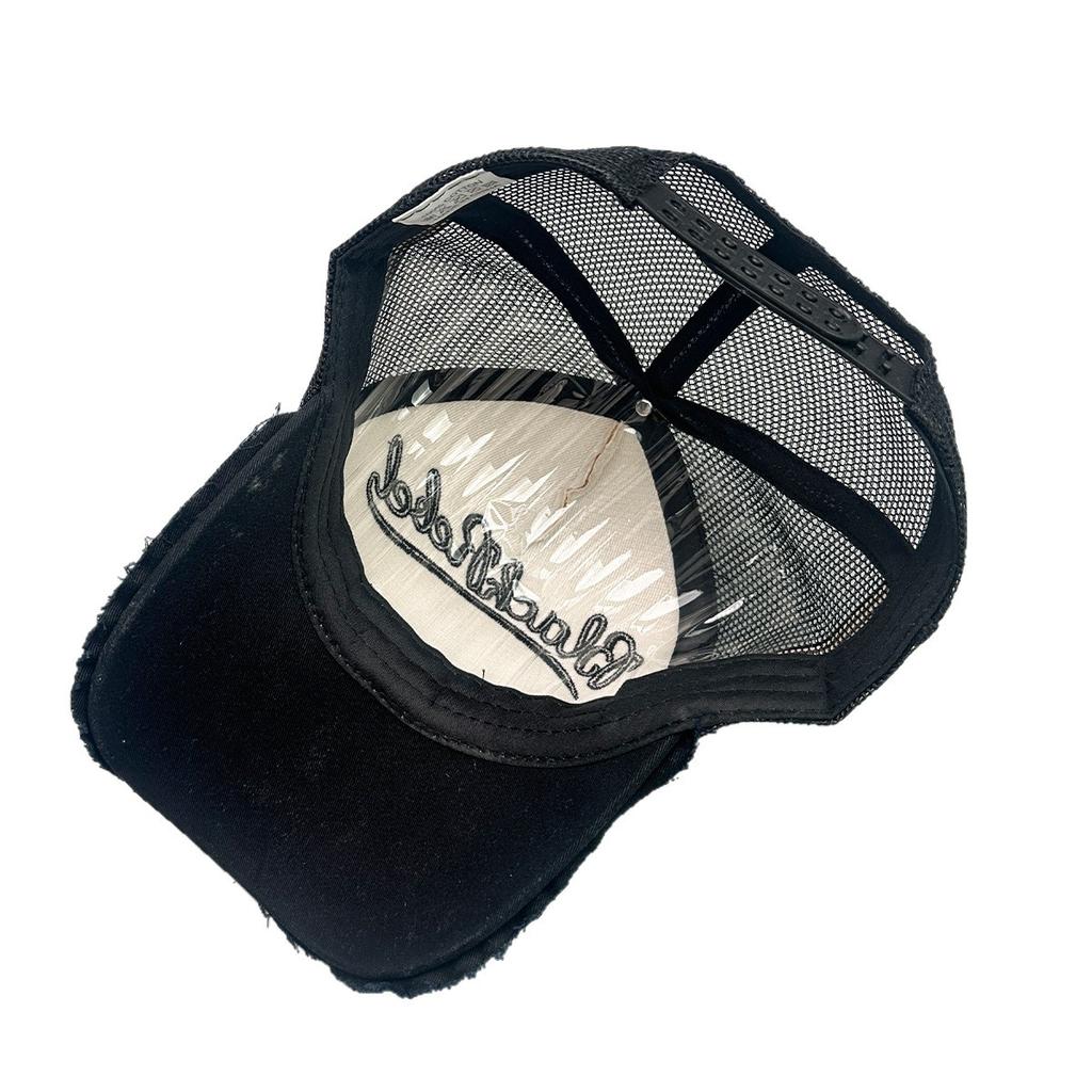 American Letter Embroidered Mesh Baseball Cap Men'S And Women'S Sunshade Cow Head Pattern Showing Face Pickup Truck Hat