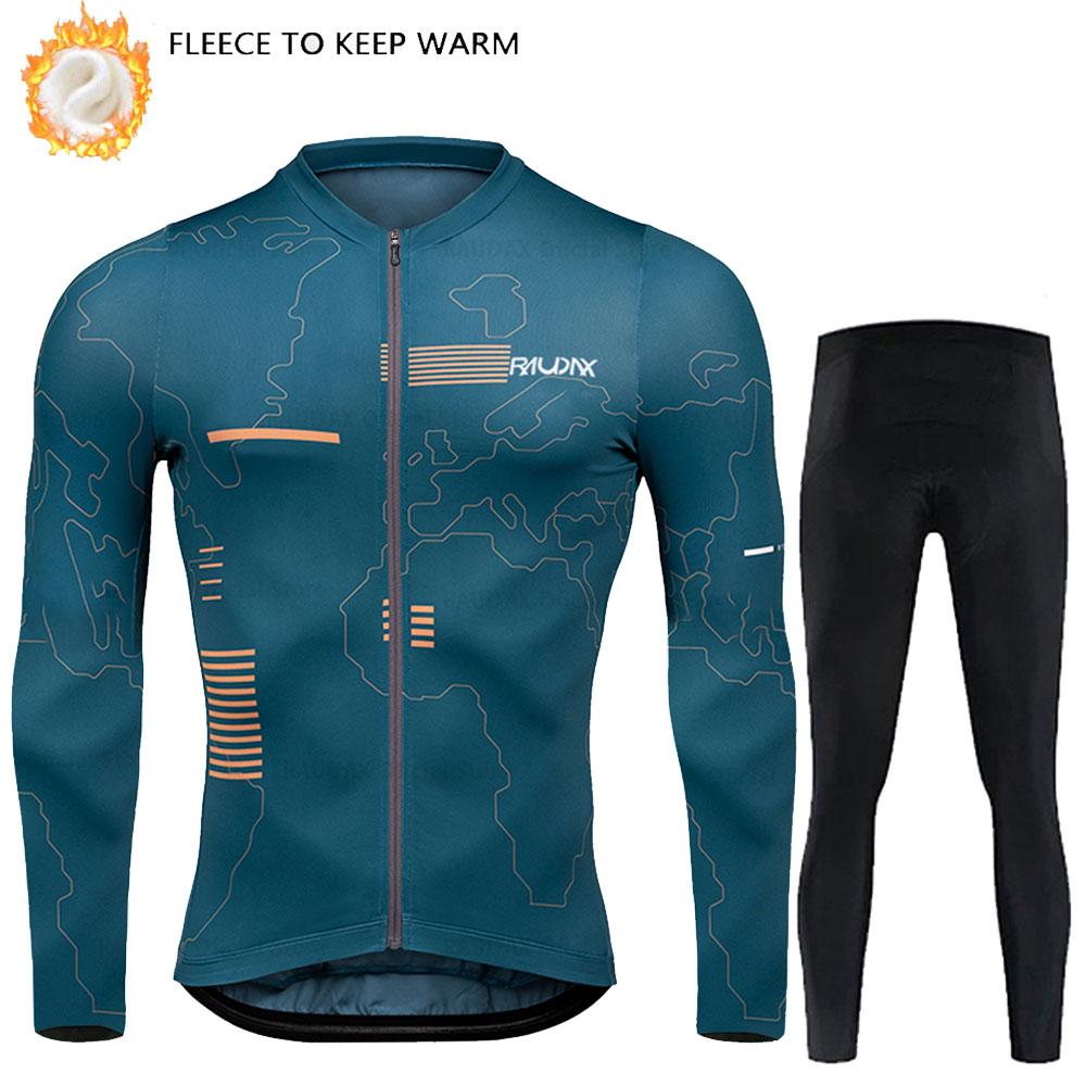 Winter Thermal Fleece Cycling Jersey Top MTB Bike Outdoor Men's Road Bicycle Clothing Long Sleeves Shirt Uniform