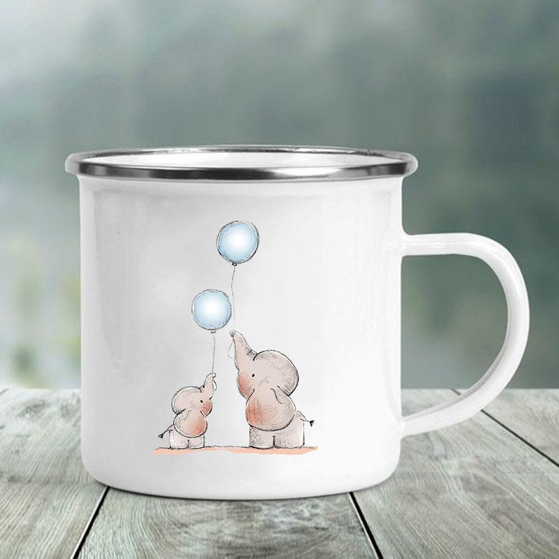 Cute Animal Letter Print Mugs Creative Glass Coffee Tea Cup Personalized Gifts Enamel Mug Kawaii Drinkware Cofee Cups Friends