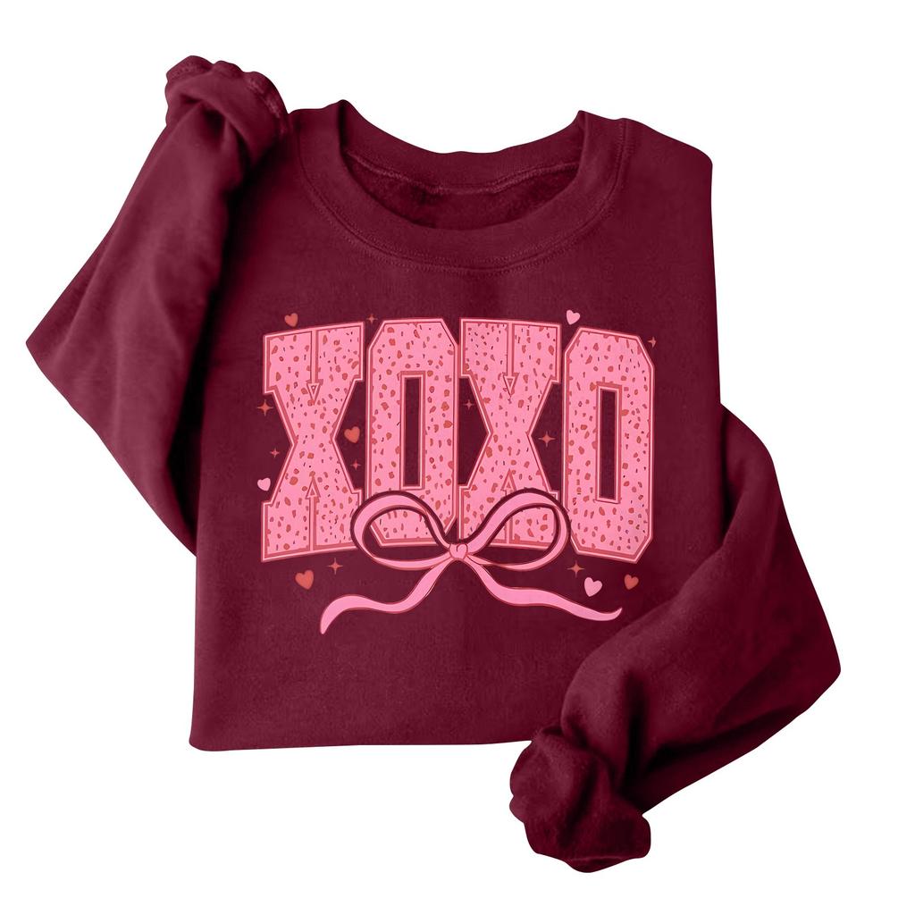 Damenmode Langarm Lockerer Valentinstag Bedrucktes Rundhals-Sweatshirt