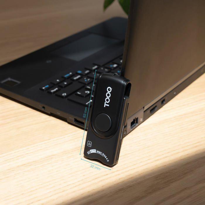 Lecteur de Cartes à Puce - TooQ - TQR-3012B - USB-A - Compact - Noir