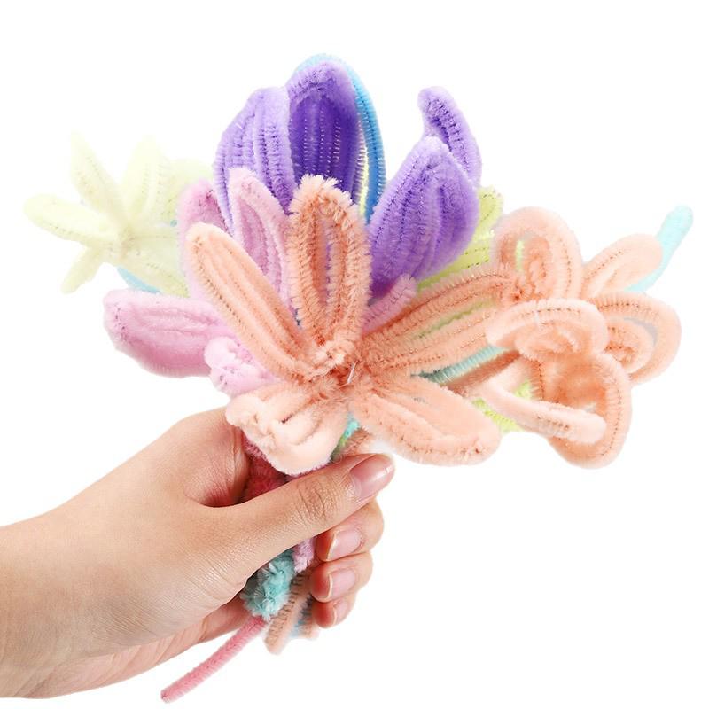 Ensemble de bâtons pour racines de cheveux DIY faits à la main: Peluche Twist Macaron Coloré Extra Dense pour Enfants