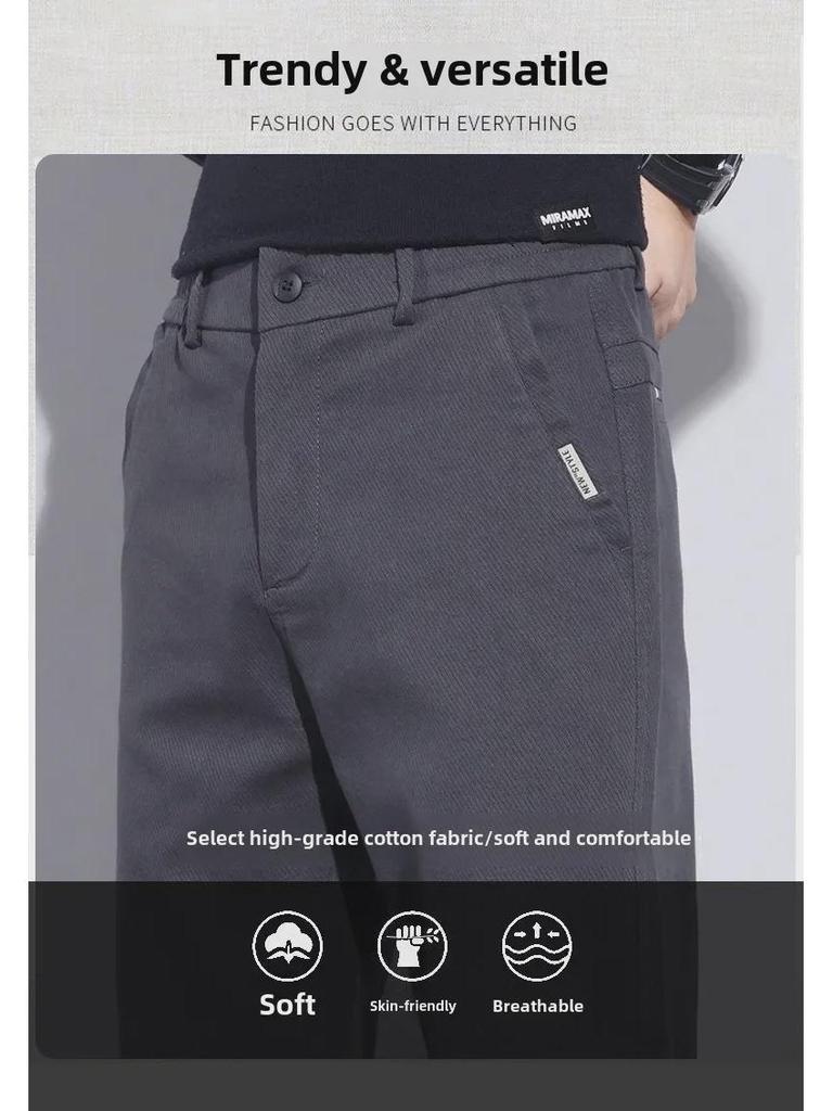 Men's Spring Korean Slim Straight Casual Elastic Pants