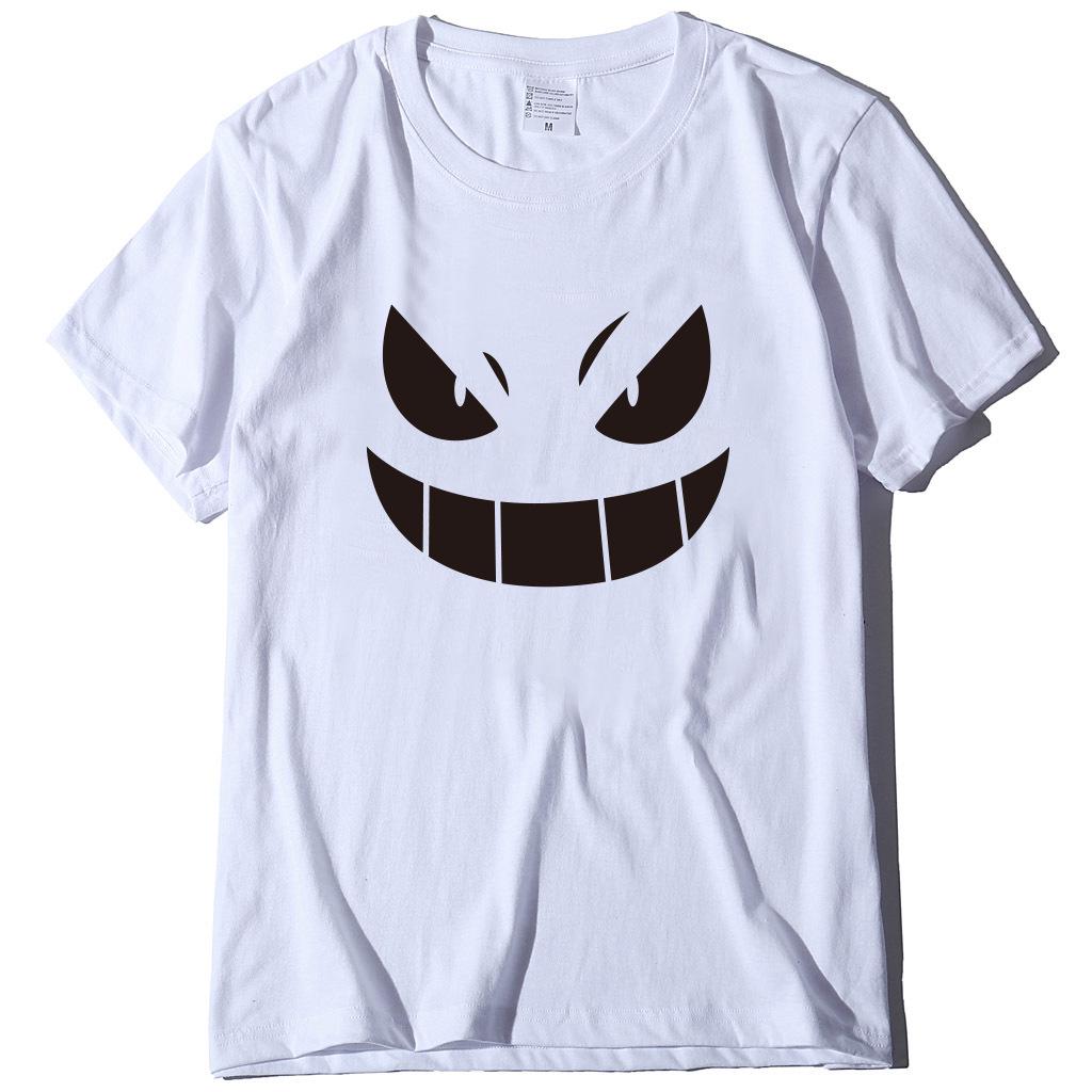 Unisex European-American Plus Size T-shirt with Evil Funny Face Art Print