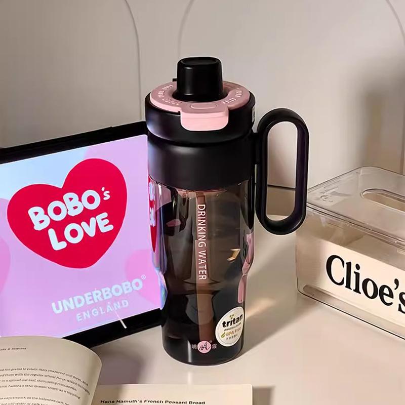 

850ml Large Gym Water Bottle Sport Tumbler With Tea Infuser Handle Straw Tritan Ice Coffee Juice Tea Drinking Bottle BPA Free 850ml чорний