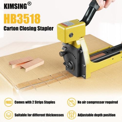 HB3518 Manual Carton Closing Stapler, 16 Gauge 1-3/8 Inch Crown with 3/4 Inch Long Staples, Carton Stapler, Cardboard Carton Staple Gun for Closing Ca