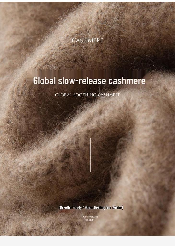 Women's Thickened Cashmere Sweater: Soft, Skin-Friendly Half-High Collar Cable Knit for Autumn/Winter