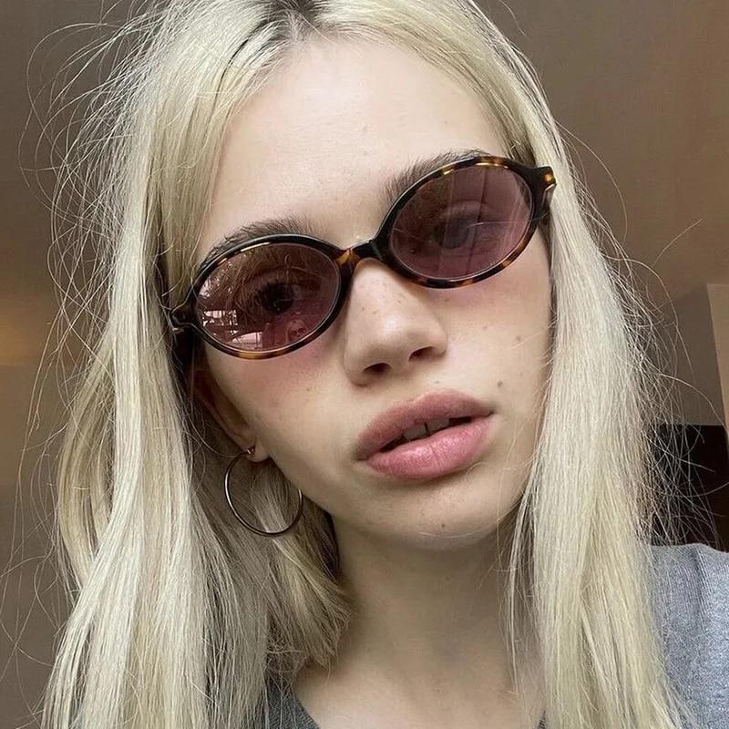 Sexy Small Oval Leopard Sunglasses Women Lovely Ins No Makeup Plain Glasses Frame Men Eyewear Cute Decorative Computer Glasses