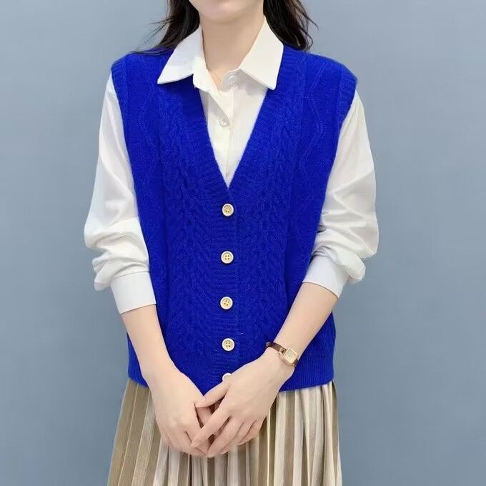 Sweater Vest Women Sleeveless v-Neck Knitted Vests Pullover Vest Female Jumper Pull Femme