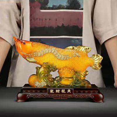 Arowana Dekorative Maskottchenstatue Harzskulptur Luxus Heimzimmer Büro Reichtum Sammelstatue Hohe Qualität Geschenk