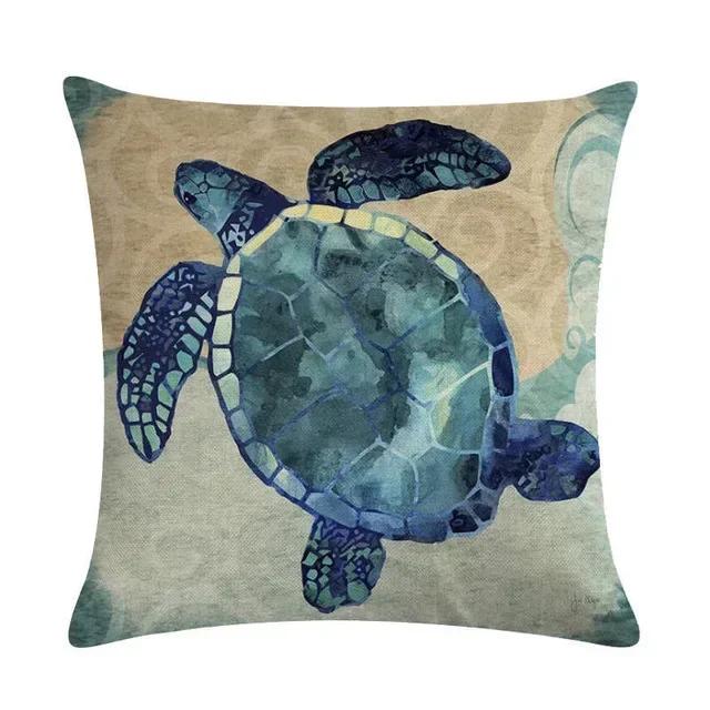 Ocean Breeze Turtle Pattern Double-sided Printed Pillow Cover Short Plush Suitable Living Rooms Bedrooms Throw Cushion Cover