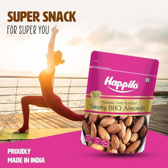 Happilo Barbeque Californian Almonds 200g, Super Healthy Crunchy Nuts, Non Fried, High Protein Dry Fruit