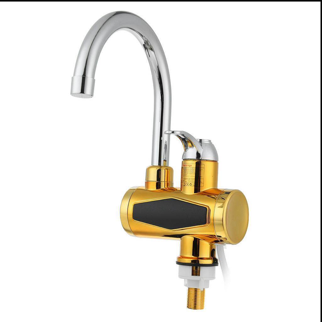 3KW 220V Tankless Electric Water Heater Led Digital Display Bathroom Kitchen Heater Faucet Gold Electric Water Faucet Heater
