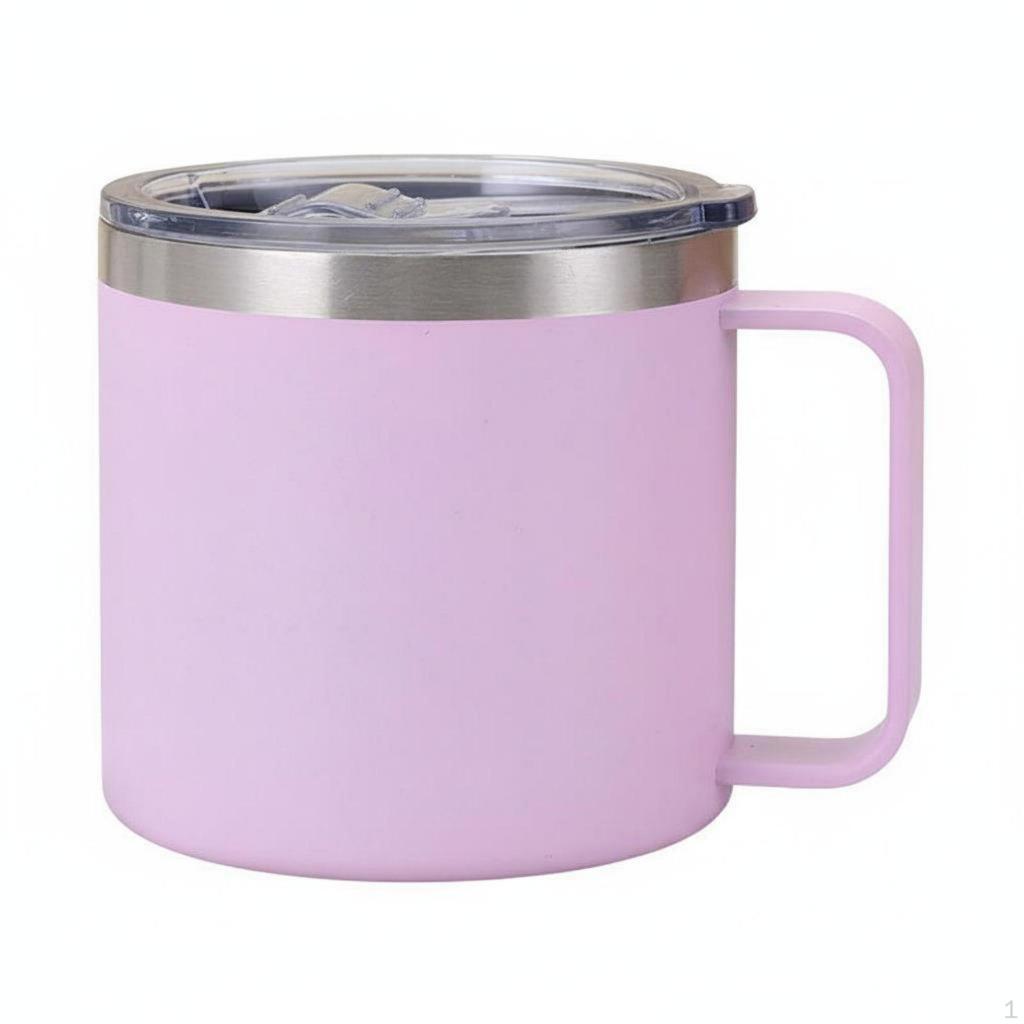 14oz Stainless Steel Coffee Mug Double Walled Vacuum Insulated with Handle Keeps Drinks Warm &