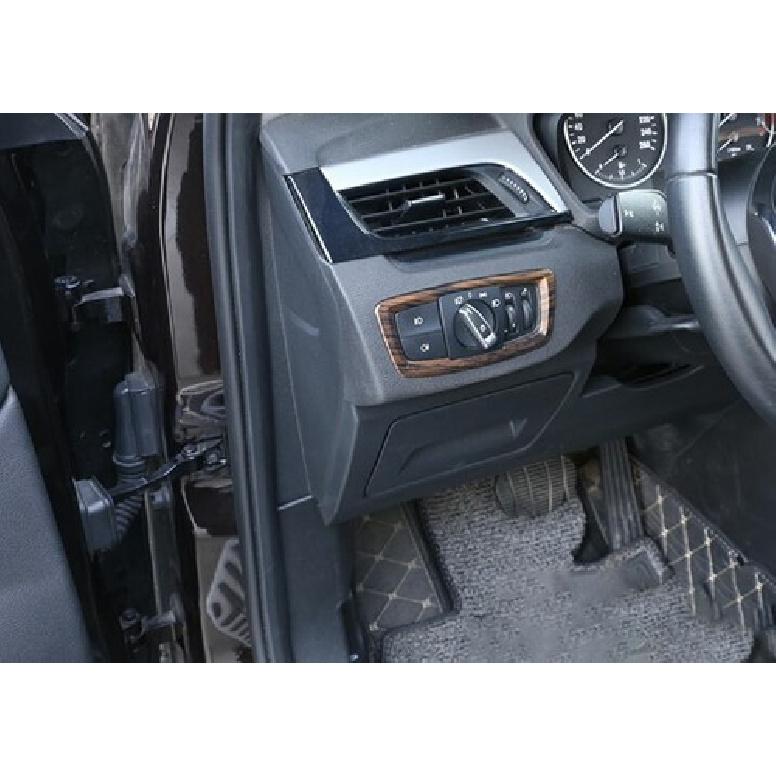 For BMW X1 F48 2016-2022 Pine Wood Grain Function Control Button Frame Trim 1PCS