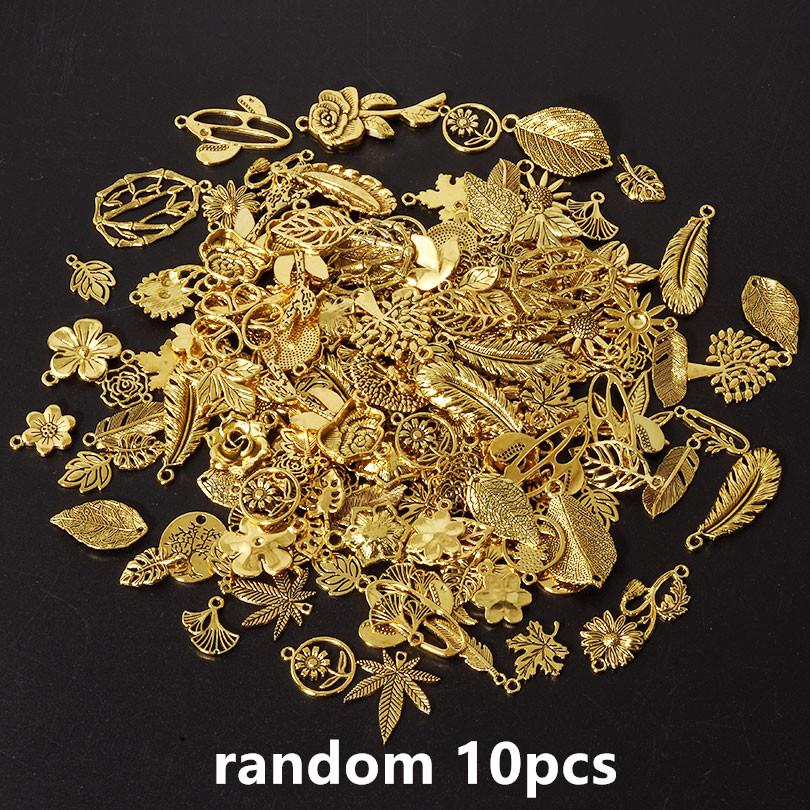 Mix 10/20/30/50pcs Plant Charm Tree Of Life Rose Sunflower Leaf Pendant Charms For Jewelry Making Bulk DIY Accessories Materials