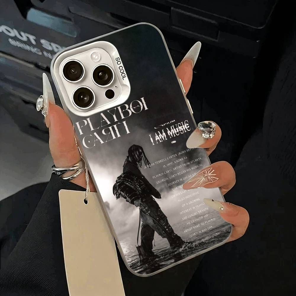 I AM MUSIC (Playboi Carti) Phone Case For iPhone 17,16,15,14,13,12,11 Plus,Pro Max,XS,white Silver Phone Case