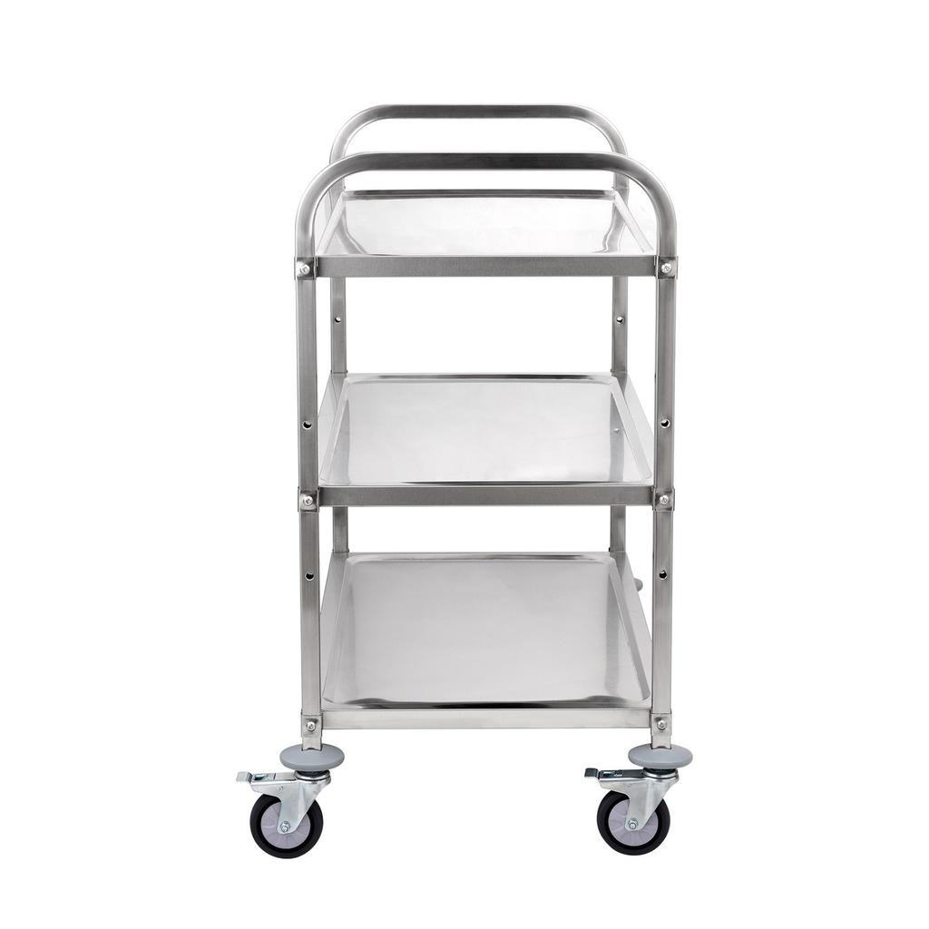 Kitchen Utility Cart, 3 Tiers, Wire Rolling Cart with 450LBS Capacity, Steel Service Cart on Wheels, Metal Storage Trolley with 80mm Basket Curved
