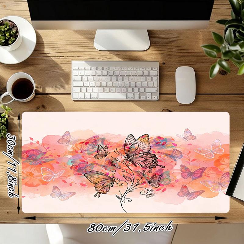 Butterfly Garden Xl Gaming Mouse Pad Nonslip Rubber Base Stitched Edge Waterproof Desk Mat For Pc Laptop Gamer Office Computer Accessories C927143