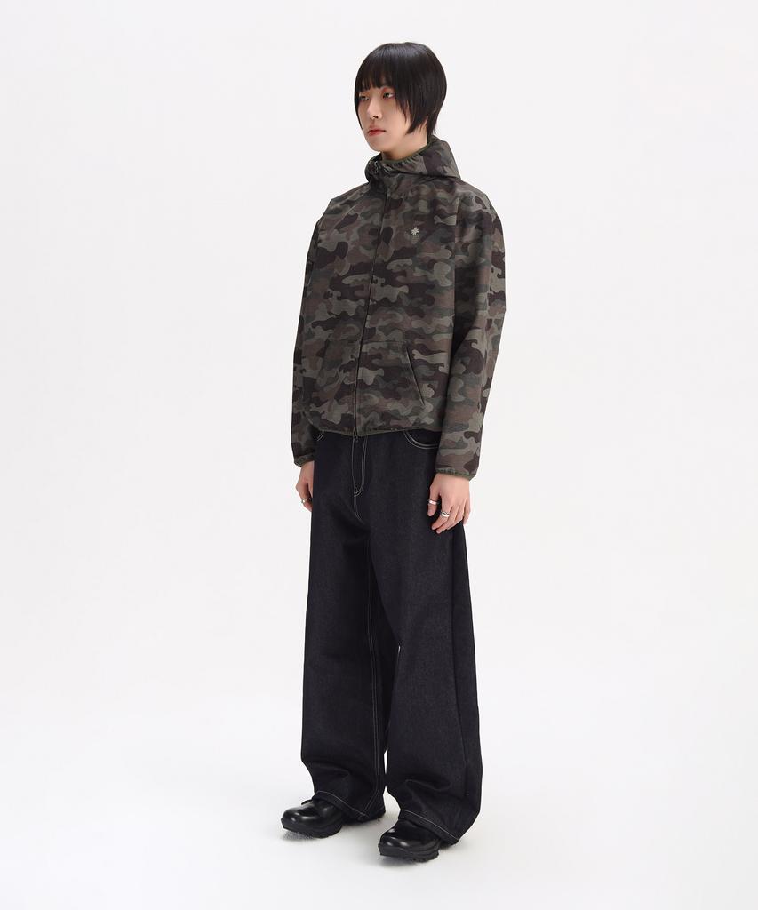 Slow Record House Ripstop Camo Windbreaker_Khaki