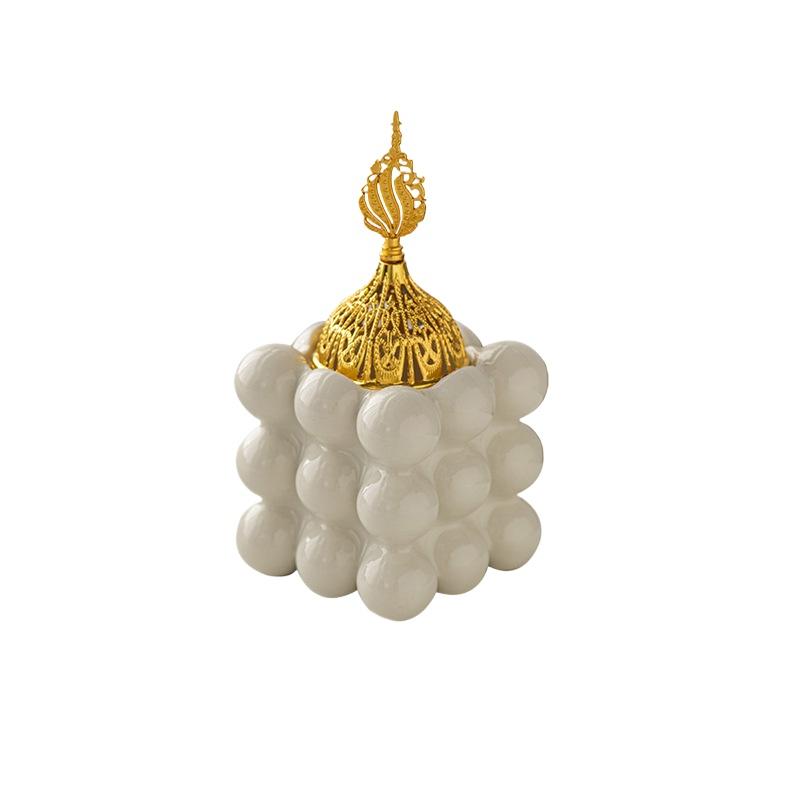 1pc Luxury Gold Arabic Aroma Burner ceramics Incense Burner Aromatherapy Middle East Inspired Decor for Home Yoga Garden Camping