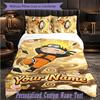 Personalized 3Pcs Bedding SetNaruto Custom Text Duvet Cover Pillowcase Set Bedroom Gift