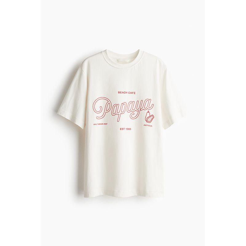 

Женская футболка HM 2025 Осень Новая с круглым вырезом С принтом свежих фруктов В отпускном стиле Топы с коротким рукавом 1293967 White/Beach Cafe 165/96