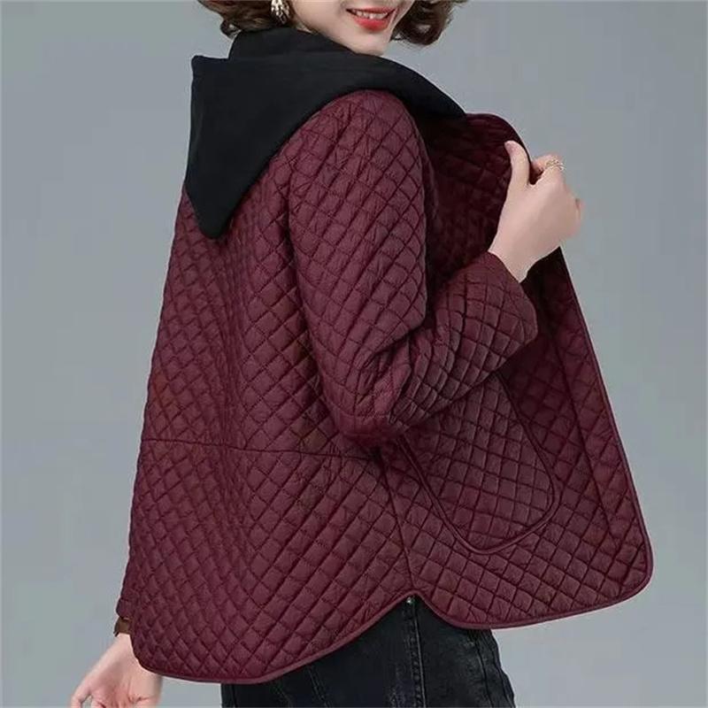 Autumn Winter Mom's Jacket Women Lightweight Cotton Coat Korean Middle Age Hooded Cotton Padded Jacket Female Casual Tops