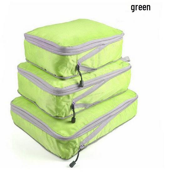 Three-Piece Travel Compression Bag Set: Digital Wash Kit, Makeup Organizer, Clothes & Shoes Storage
