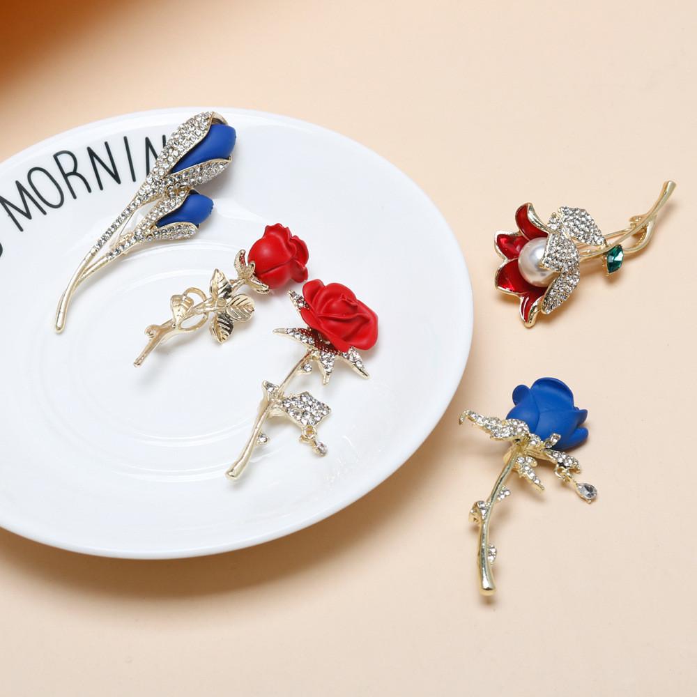 Rose Flower Trendy Jewelry Pin Accessory With Alloy Material For Attire Formal