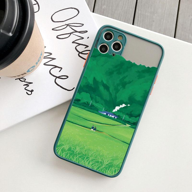 Scenery Girl Cute Illustration Phone Case For iPhone 16 15 13 12 11 Pro Max Mini SE2 7 8 14 Plus XS X XR Shockproof Back Cover