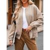 Casaco feminino outono inverno gola redonda manga comprida zíper bolso grande parka quente chique cor sólida jaqueta