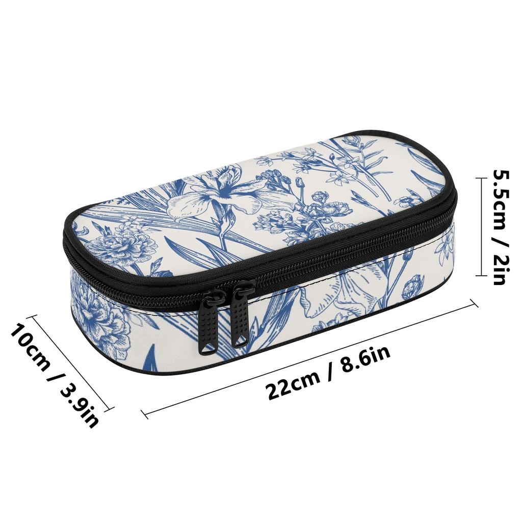 Pencil Bag Easy Open Zipper High Capacity 300D Polyester with Main Pocket Mesh Layer and Removable Pen Divider for Students