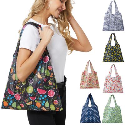 1Pc Groceries Foldable Polyester Washable Eco-friendly Recyclable Grocery Tote Pouch Large Capacity Shopping Bags