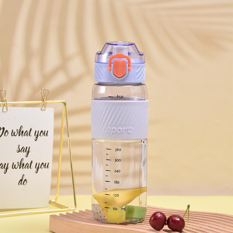 Water bottle fashionable bounce cover sports water cup transparent with scale high value plastic cup car portable cup